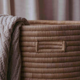 rattan ikea laundry basket with blankets